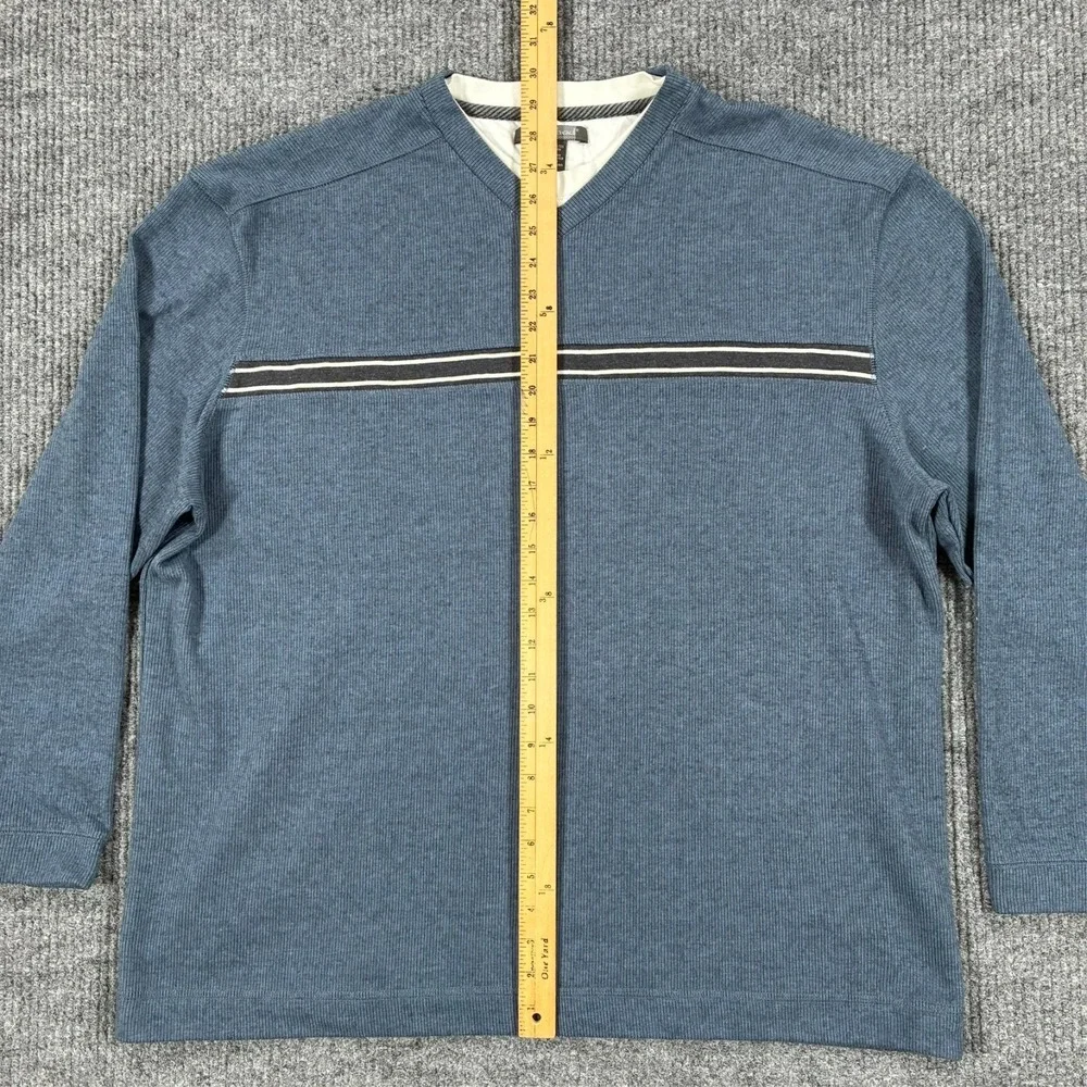 Method Mens Blue V Neck Long Sleeve Sweater Shirt 2XL Striped Casual Pullover